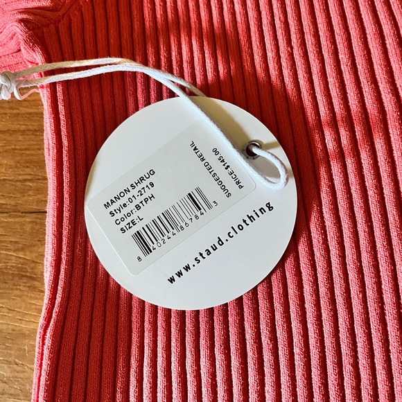 Staud Manon Two Tone Rib Knit Cropped Cardigan New Large - Picture 11 of 14